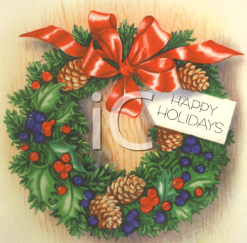 Christmas Wreath Clip Art Image